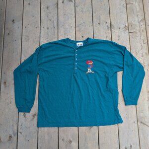 Vintage Looney Tunes Daffy Duck Henley Shirt XL